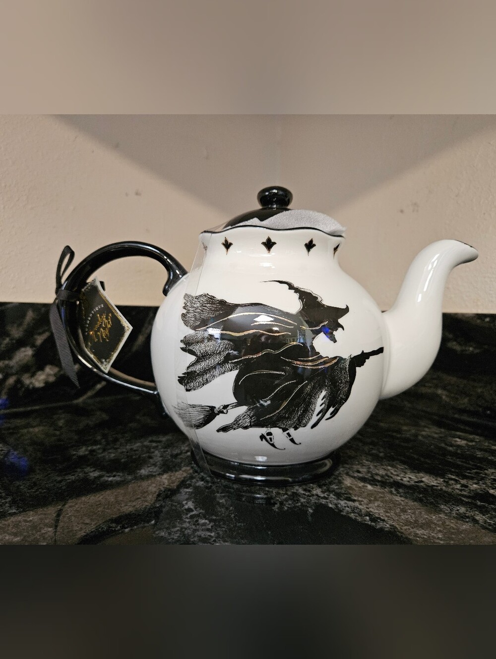 Potter’s Studio Halloween Witches Brew Teapot Flying Witch Cauldron